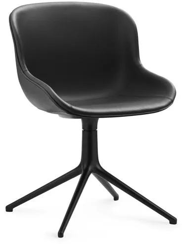 Normann Copenhagen Hyg Drejestol Polstret Sort Aluminium/Sort Læder i 41599